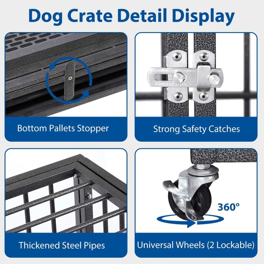 Large Dog Cage With Locks Heavy Duty Dog Crate Indoor Outdoor Removable Tray 16