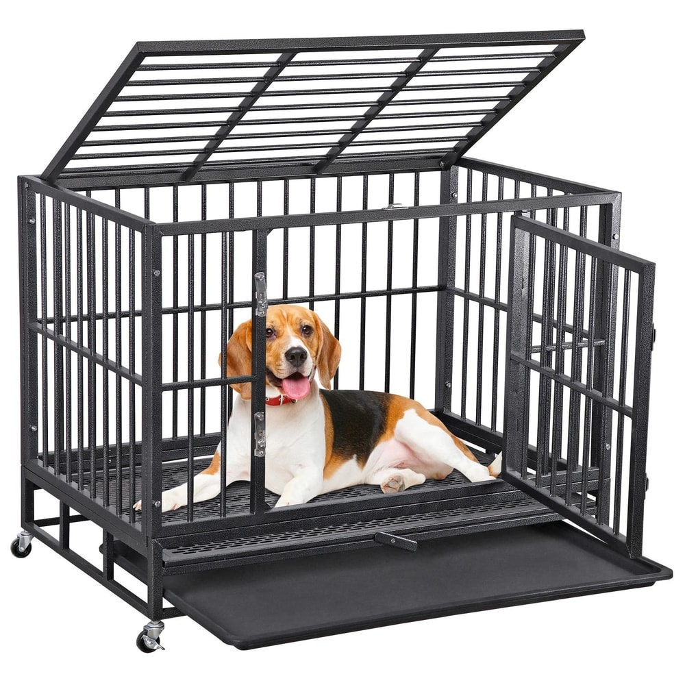 Large Dog Cage With Locks Heavy Duty Dog Crate Indoor Outdoor Removable Tray 0
