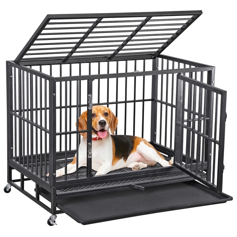 Large Dog Cage With Locks Heavy Duty Dog Crate Indoor Outdoor Removable Tray 0