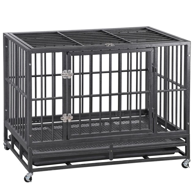 Large Dog Cage With Locks Heavy Duty Dog Crate Indoor Outdoor Removable Tray 6