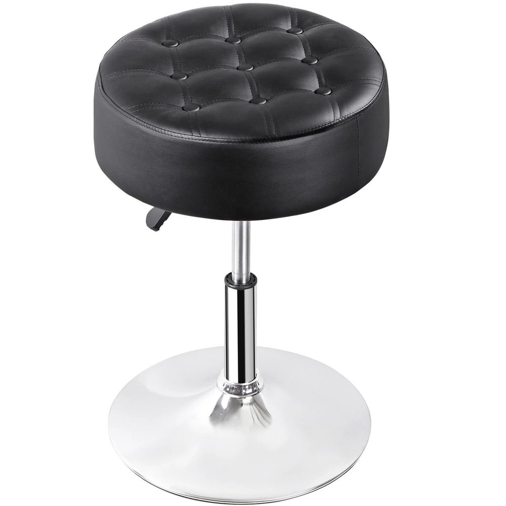 Swivel Vanity Stool Adjustable Height Makeup Stool PU Leather Chair Black Vanity Stool For Office B 1