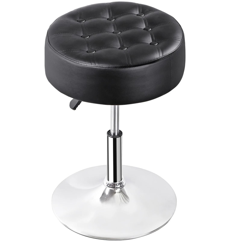 Swivel Vanity Stool Adjustable Height Makeup Stool PU Leather Chair Black Vanity Stool For Office B 1