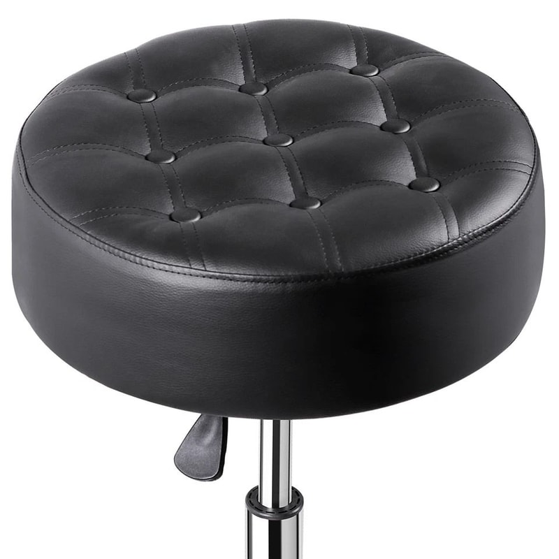 Swivel Vanity Stool Adjustable Height Makeup Stool PU Leather Chair Black Vanity Stool For Office B 9