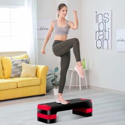 adjustable aerobic stepper platform, muscle exercise stepper with risers for home gym