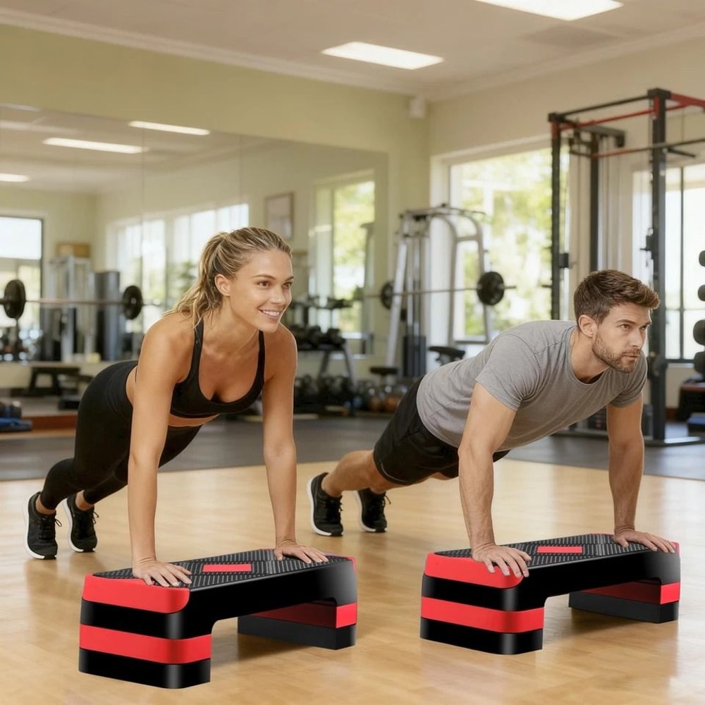 Adjustable Aerobic Stepper Platform Muscle Exercise Stepper With Risers For Home Gym 10