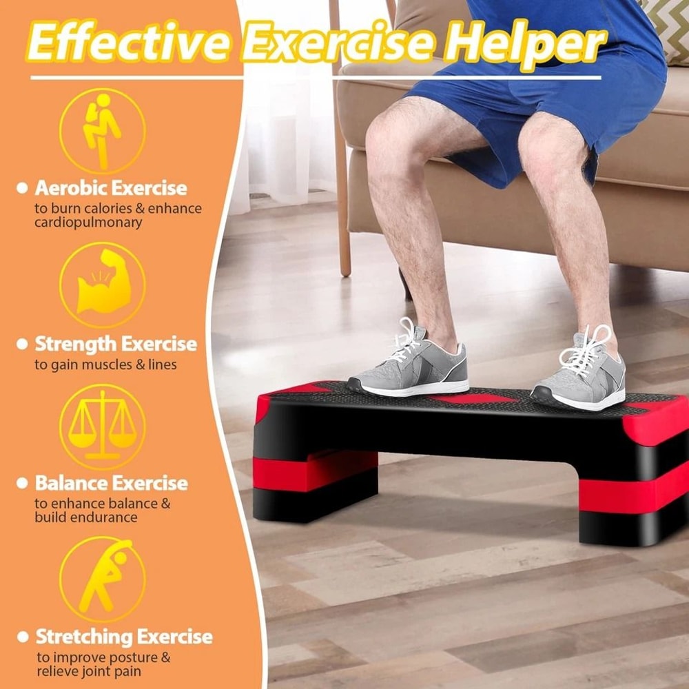 Adjustable Aerobic Stepper Platform Muscle Exercise Stepper With Risers For Home Gym 2