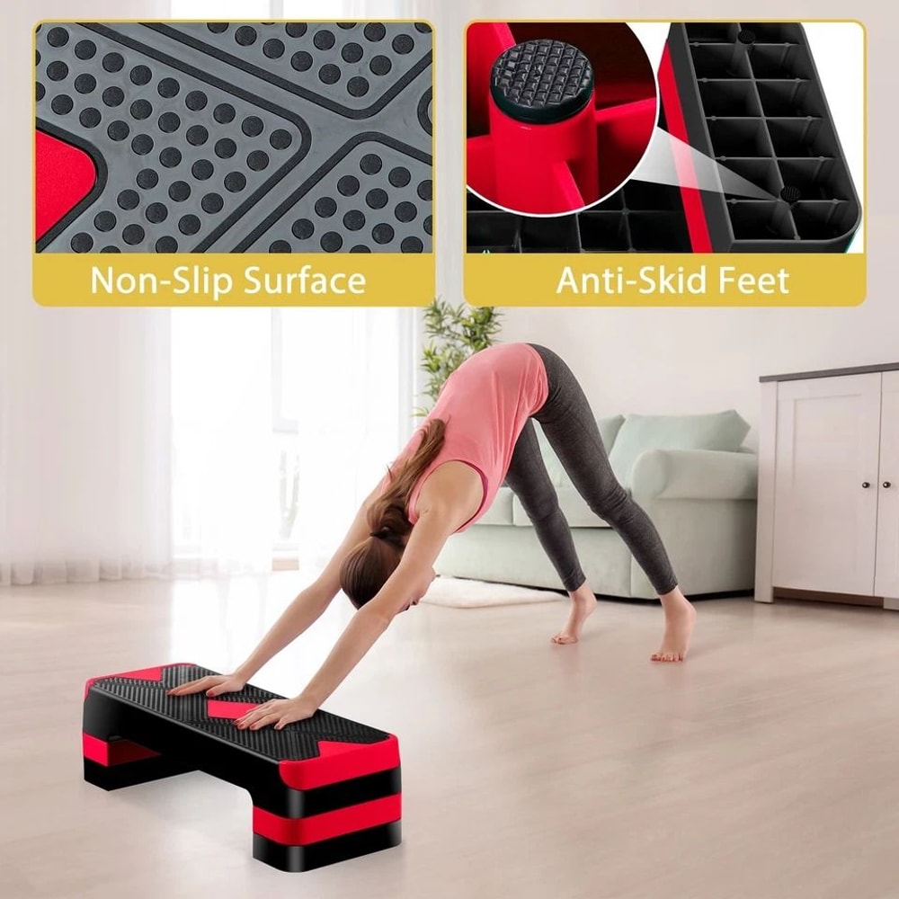 Adjustable Aerobic Stepper Platform Muscle Exercise Stepper With Risers For Home Gym 4