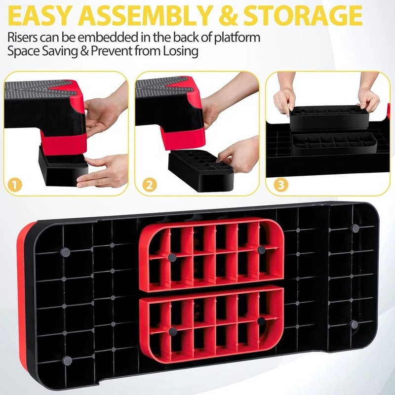 Adjustable Aerobic Stepper Platform Muscle Exercise Stepper With Risers For Home Gym 5