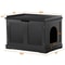 Durable Wooden Cat Litter Box Enclosure Black Pet Washroom For Living Room Stylish Cat House With E 1