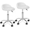 White Salon Stool With Back Hydraulic Rolling Spa Stool Rest Saddle Adjustable Height 1