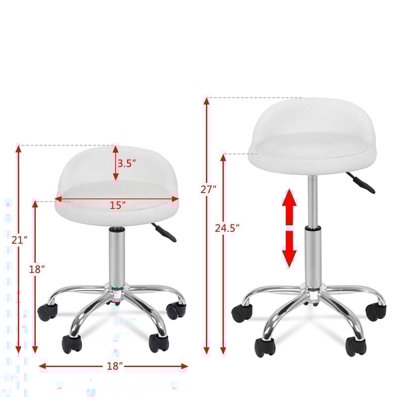 White Salon Stool With Back Hydraulic Rolling Spa Stool Rest Saddle Adjustable Height 9