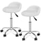 White Salon Stool With Back Hydraulic Rolling Spa Stool Rest Saddle Adjustable Height 0