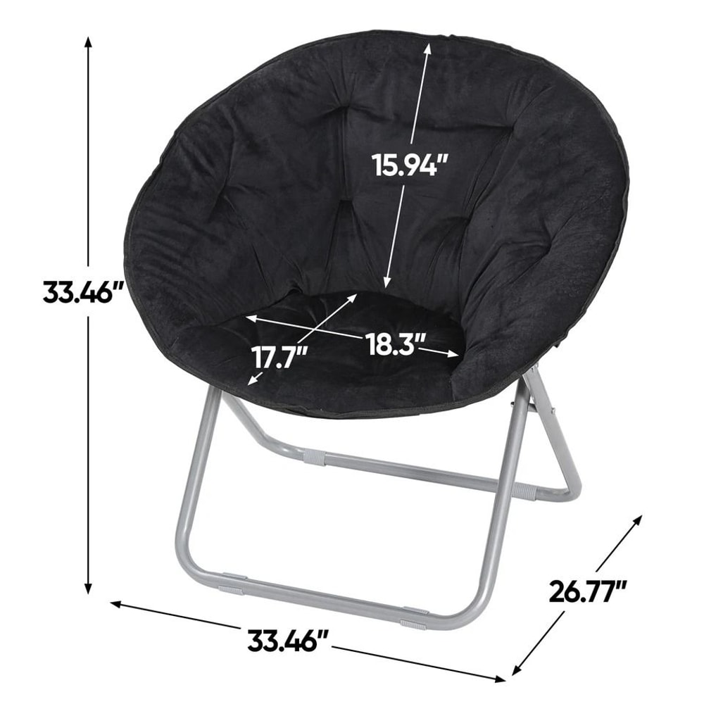 Soft Saucer Moon Chair Cozy Seat Stool With Metal Frame Folding Black Chair For Living Room Dorm An 2