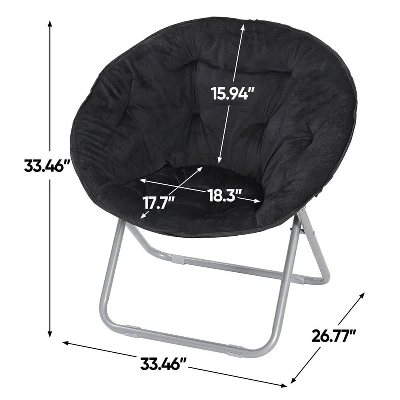 Soft Saucer Moon Chair Cozy Seat Stool With Metal Frame Folding Black Chair For Living Room Dorm An 2