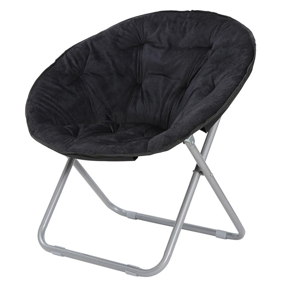 Soft Saucer Moon Chair Cozy Seat Stool With Metal Frame Folding Black Chair For Living Room Dorm An 3