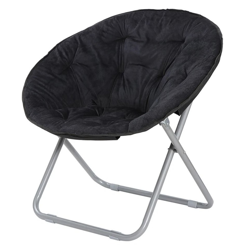 Soft Saucer Moon Chair Cozy Seat Stool With Metal Frame Folding Black Chair For Living Room Dorm An 3
