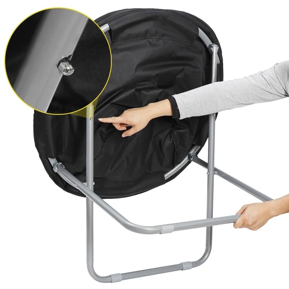Soft Saucer Moon Chair Cozy Seat Stool With Metal Frame Folding Black Chair For Living Room Dorm An 6