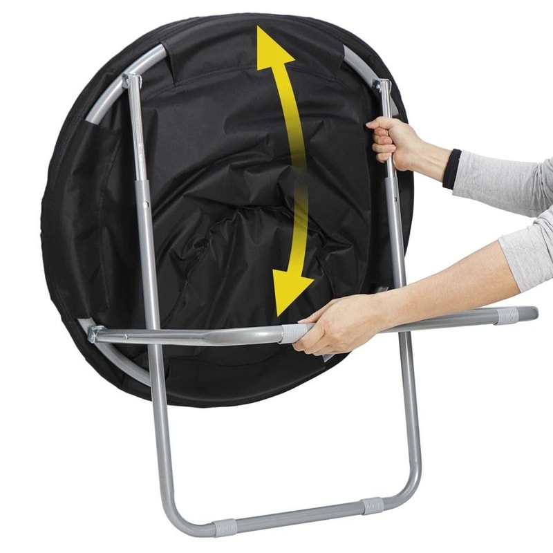 Soft Saucer Moon Chair Cozy Seat Stool With Metal Frame Folding Black Chair For Living Room Dorm An 7