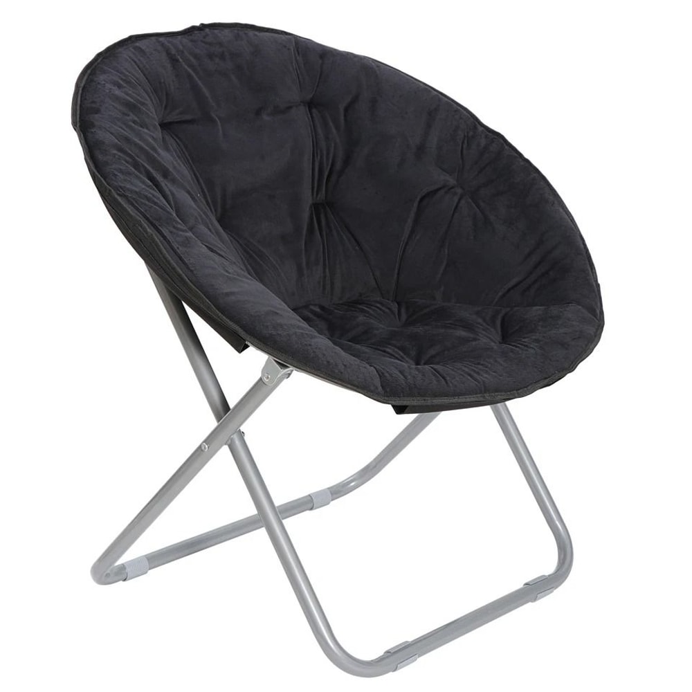 Soft Saucer Moon Chair Cozy Seat Stool With Metal Frame Folding Black Chair For Living Room Dorm An 11