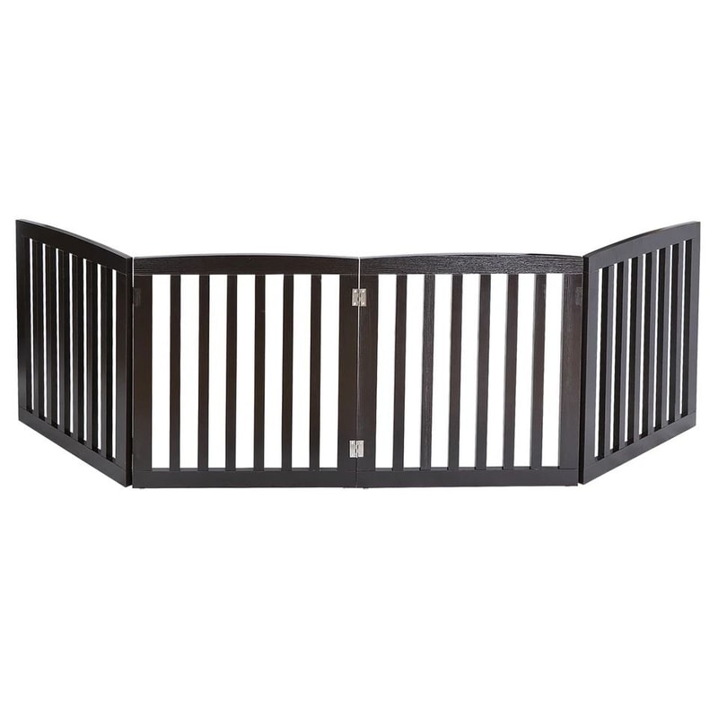 Freestanding Dog Gate Pet Safety Barrier MDF Coffee Colour Panels Folding ZShape Gate For Doorways 1