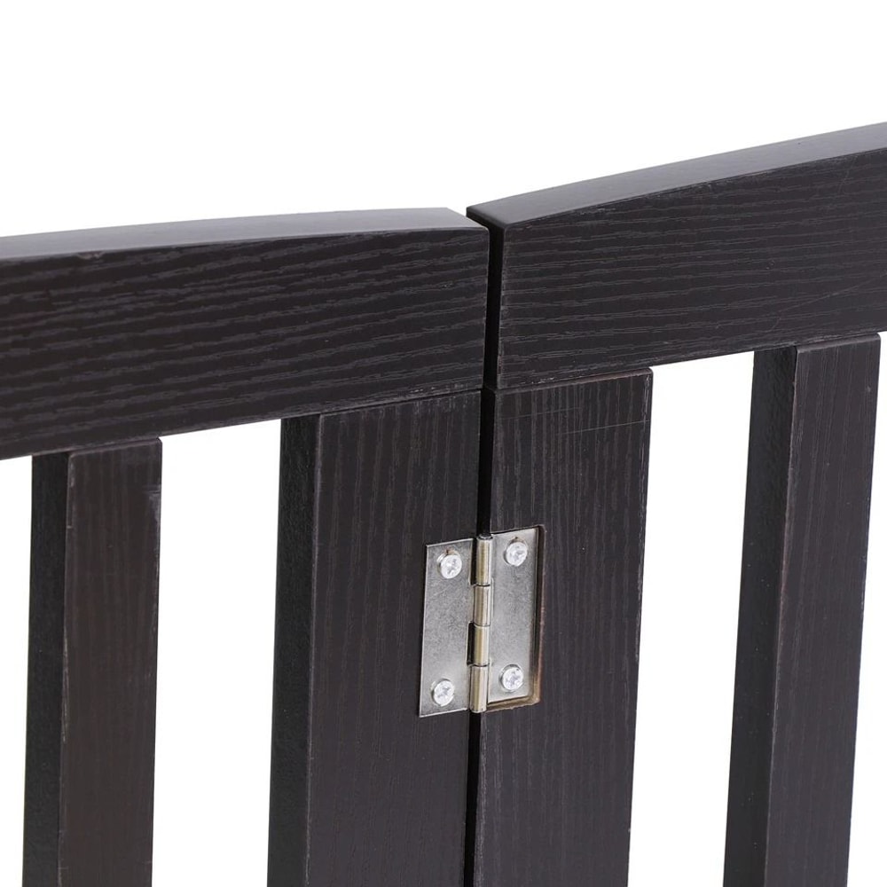 Freestanding Dog Gate Pet Safety Barrier MDF Coffee Colour Panels Folding ZShape Gate For Doorways 7