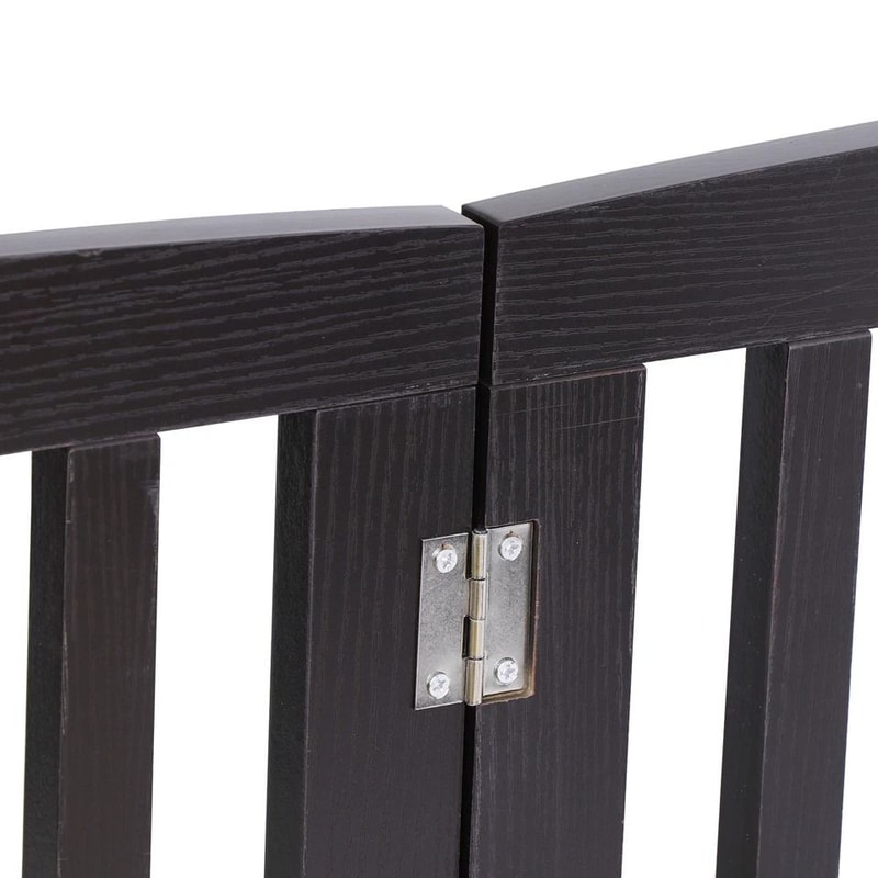 Freestanding Dog Gate Pet Safety Barrier MDF Coffee Colour Panels Folding ZShape Gate For Doorways 7