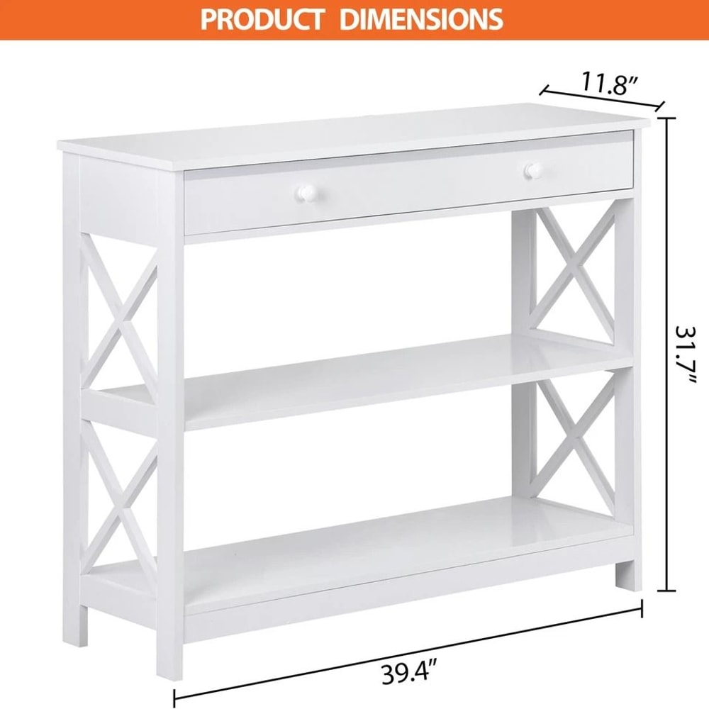 White Hallway Sofa Table Tier Console Table With Storage Shelf For Living Room MDF Home Decor Table 1