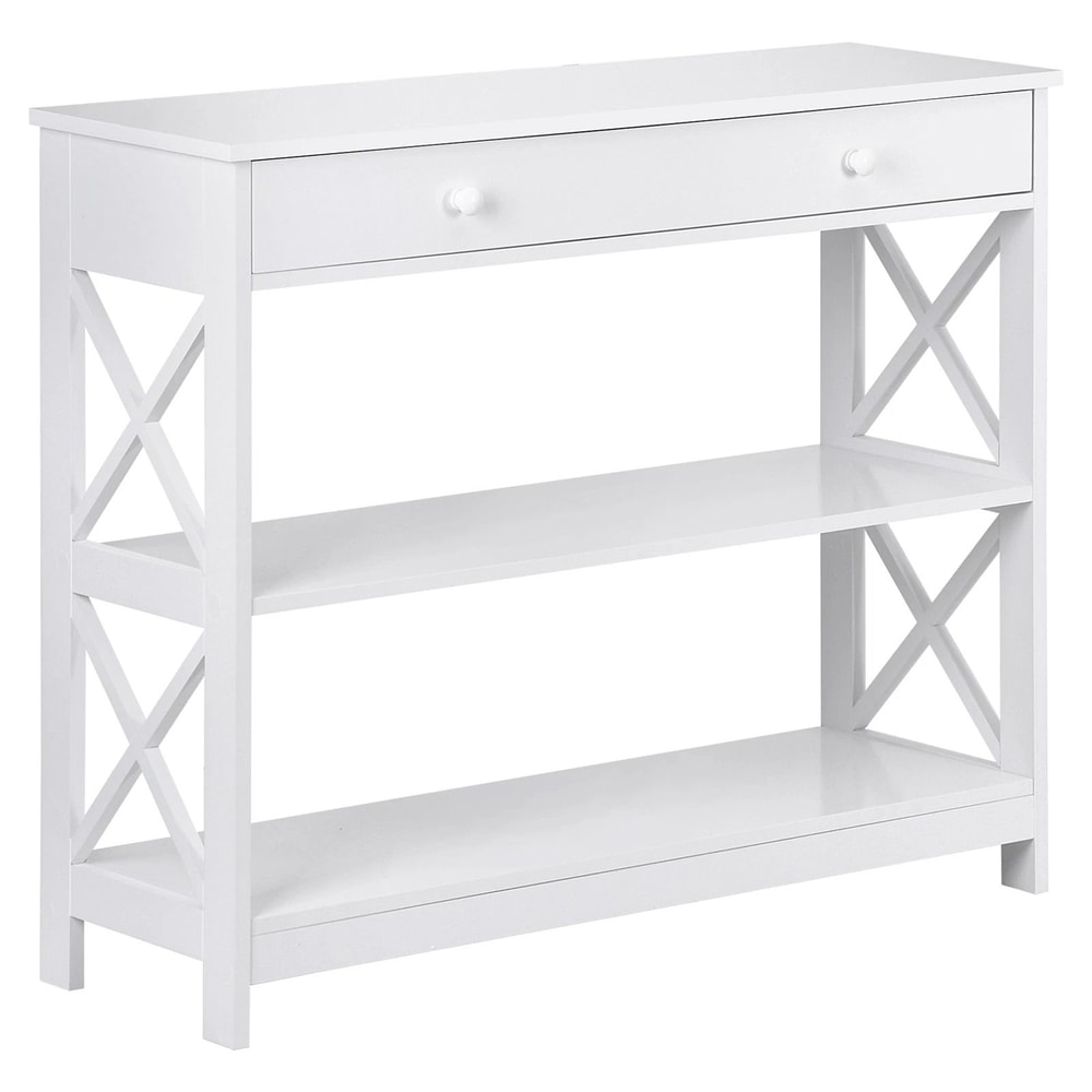 White Hallway Sofa Table Tier Console Table With Storage Shelf For Living Room MDF Home Decor Table 12