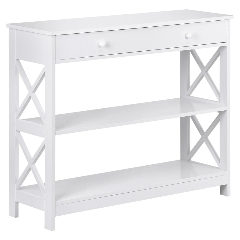 White Hallway Sofa Table Tier Console Table With Storage Shelf For Living Room MDF Home Decor Table 12