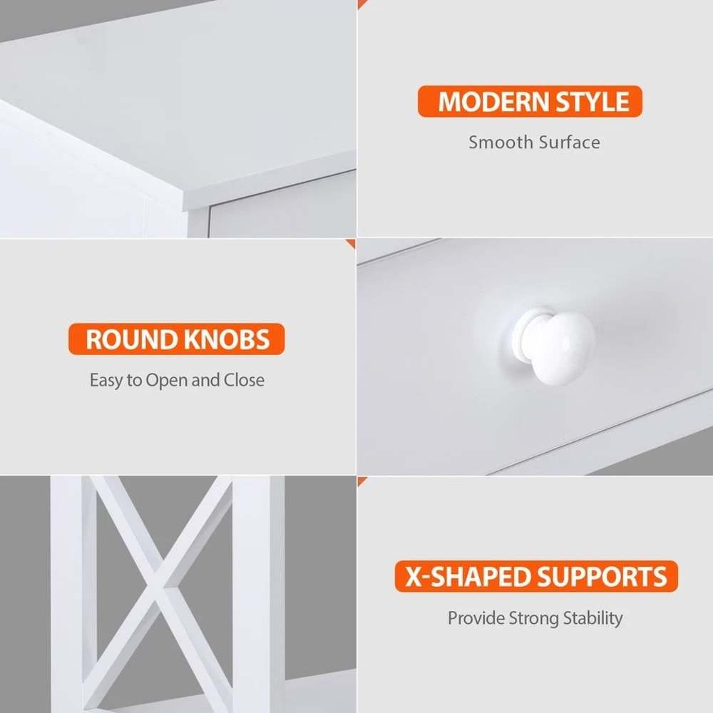 White Hallway Sofa Table Tier Console Table With Storage Shelf For Living Room MDF Home Decor Table 5