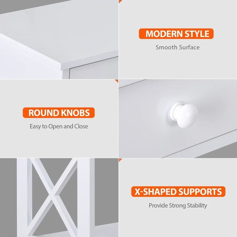 White Hallway Sofa Table Tier Console Table With Storage Shelf For Living Room MDF Home Decor Table 5