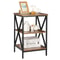 XShaped End Table With Shelves Tier Square Side Table Modern Design For Living Room And Bedroom 0