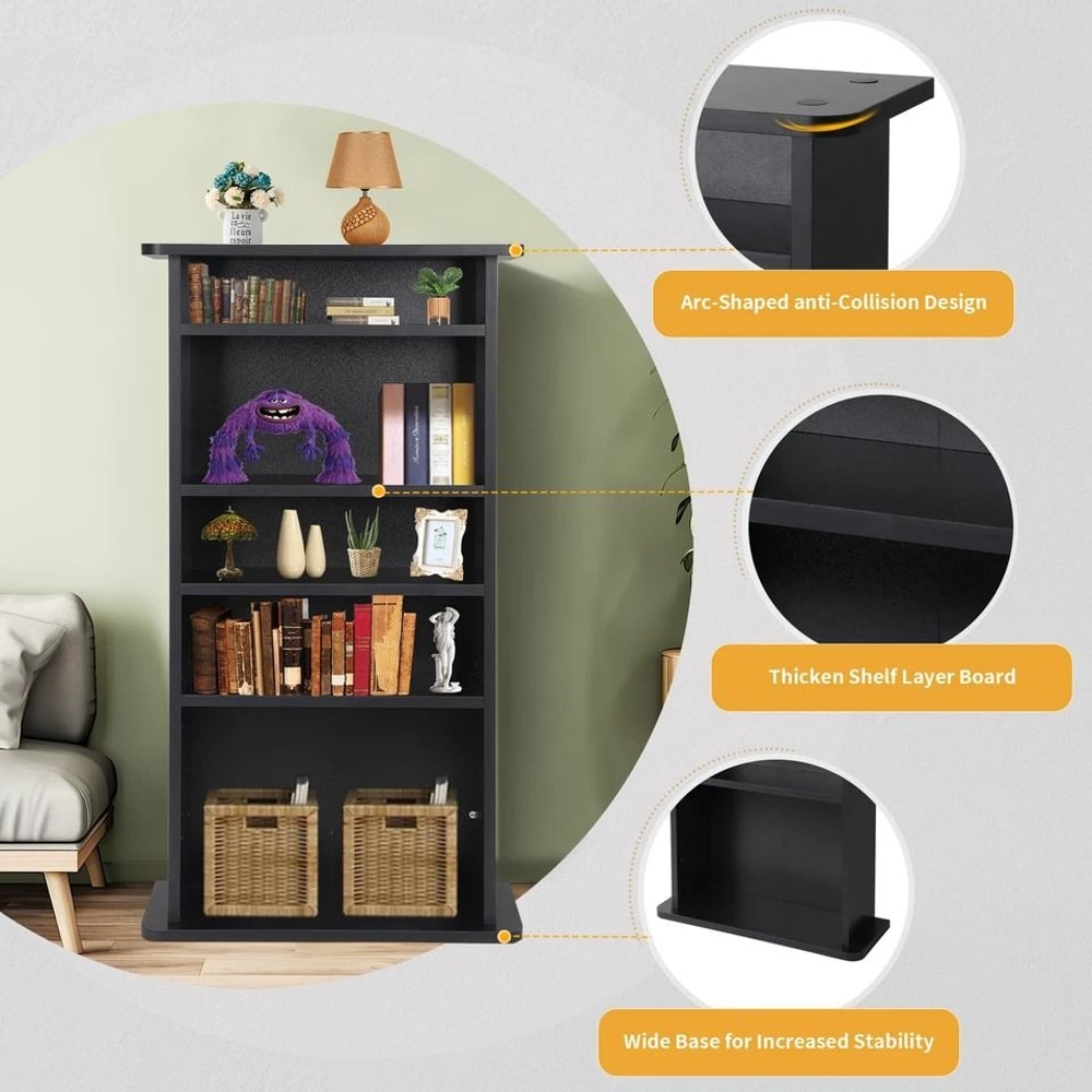 Tier CD Media Storage Cabinet Adjustable DVD Book Shelf With Customizable Display Spacious And Dura 3