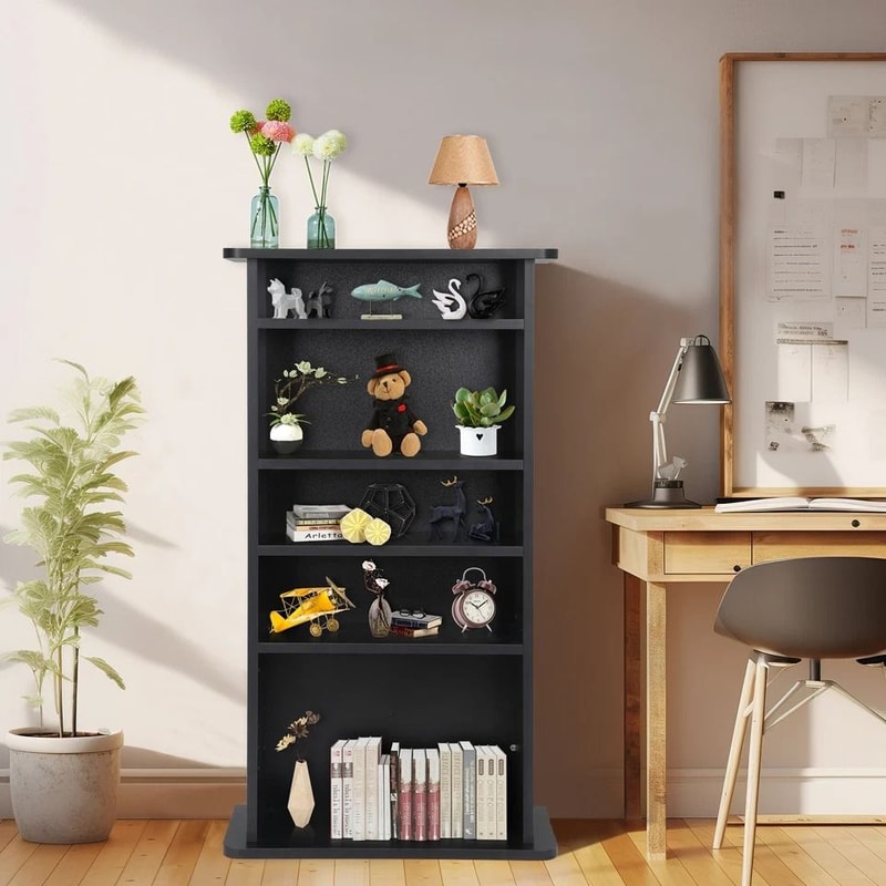 Tier CD Media Storage Cabinet Adjustable DVD Book Shelf With Customizable Display Spacious And Dura 5