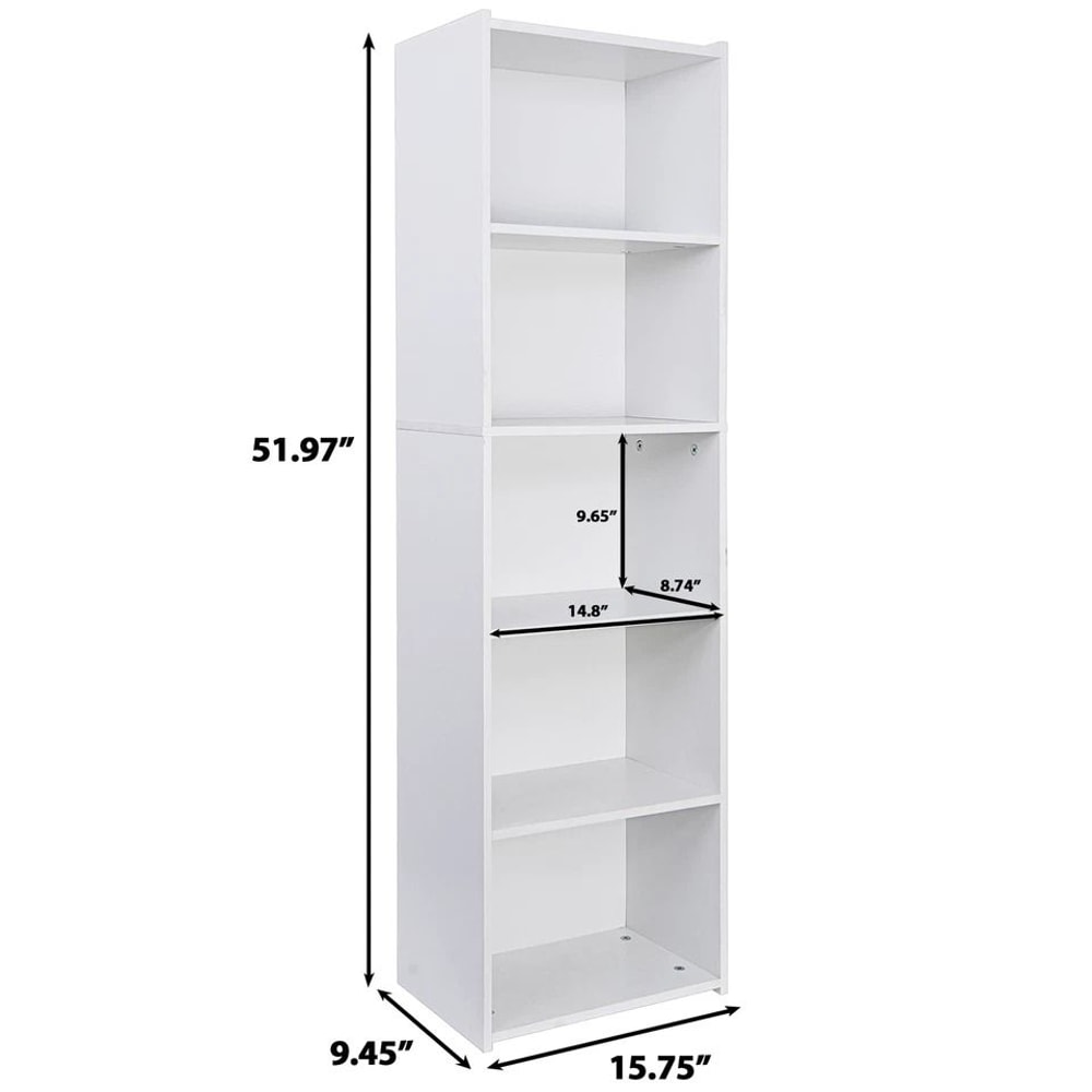 White Tier Bookcase Storage Modern Open Shelf High Back Design Stylish Indoor Storage Unit Durable 1