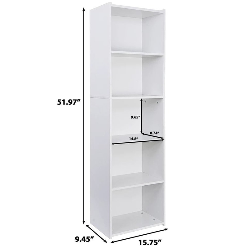 White Tier Bookcase Storage Modern Open Shelf High Back Design Stylish Indoor Storage Unit Durable 1