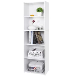 white tier bookcase storage, modern open shelf, high back design, stylish indoor storage unit, durable mdf material