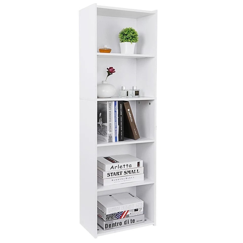 White Tier Bookcase Storage Modern Open Shelf High Back Design Stylish Indoor Storage Unit Durable 2