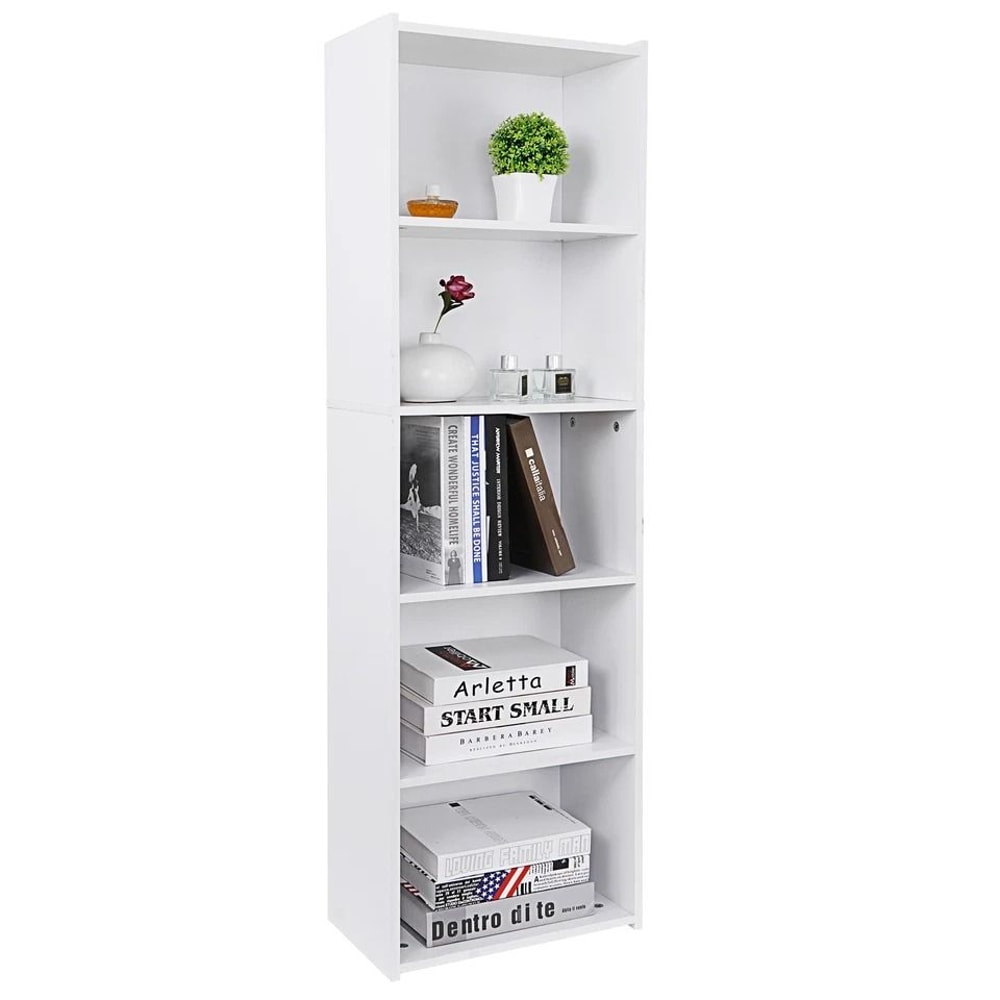 White Tier Bookcase Storage Modern Open Shelf High Back Design Stylish Indoor Storage Unit Durable 3