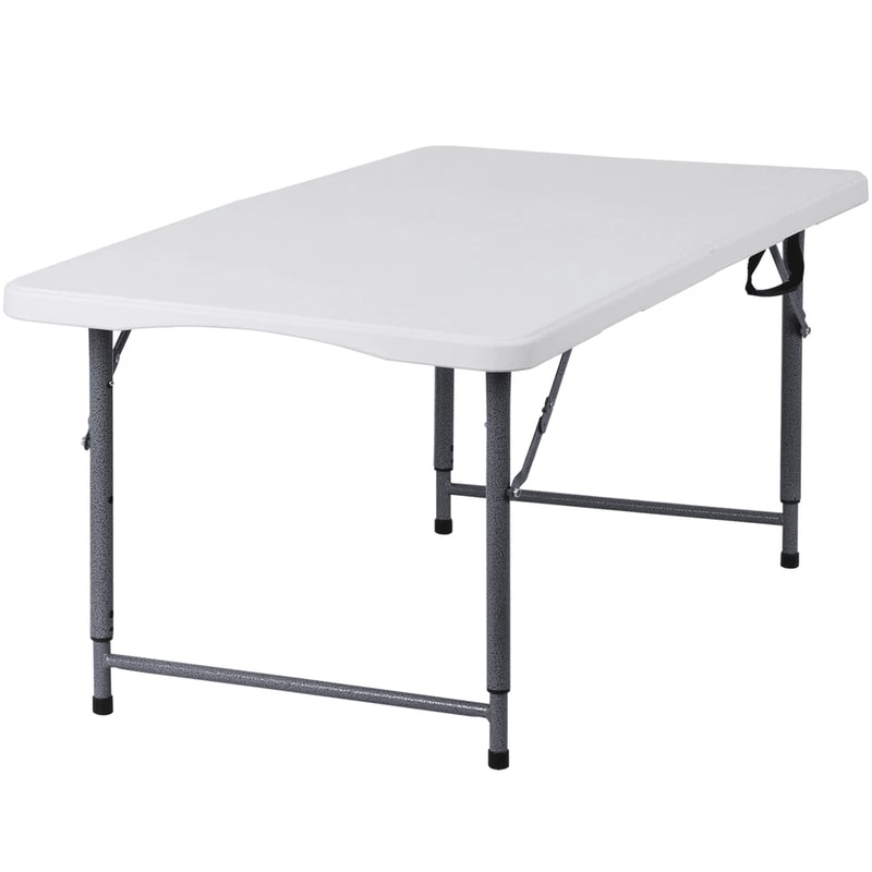 Folding Table Adjustable Height White Indoor And Outdoor Camping Table Perfect For Party And Picnic 11
