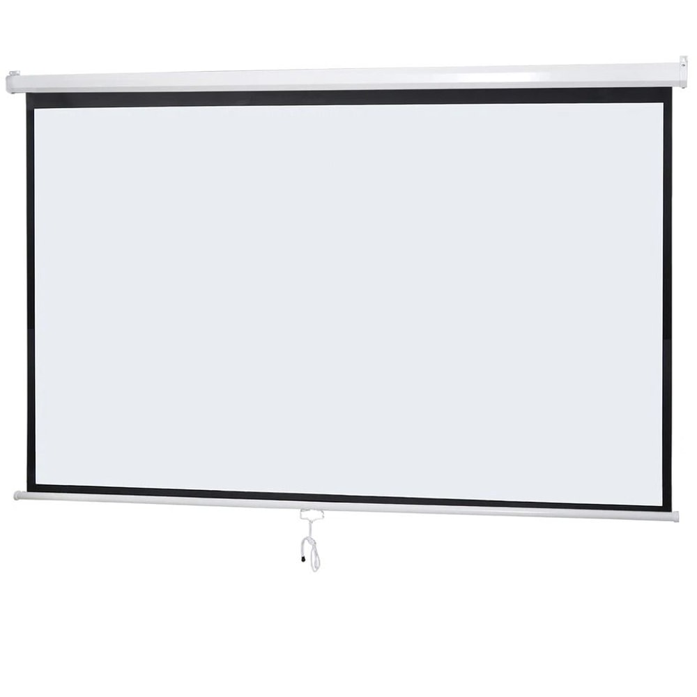 HD Projector ScreenDiagonal Pull Down Home Theater Projection Matte White Viewing Angle 9