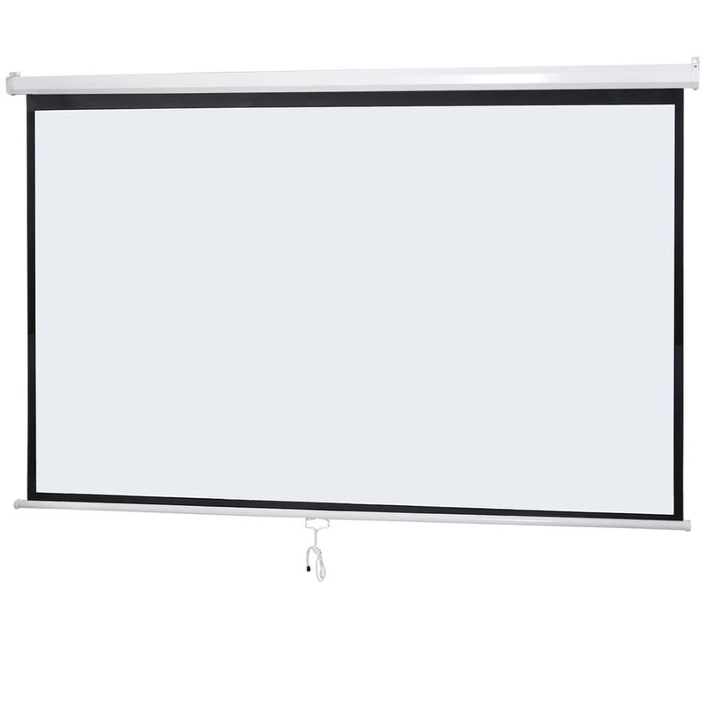 HD Projector ScreenDiagonal Pull Down Home Theater Projection Matte White Viewing Angle 9