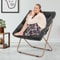 Black Folding Saucer Chair Soft Faux Fur Lounge Chair Cozy Accent Chair For Bedroom Comfortable Com 2