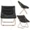 Black Folding Saucer Chair Soft Faux Fur Lounge Chair Cozy Accent Chair For Bedroom Comfortable Com 6
