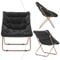 Black Folding Saucer Chair Soft Faux Fur Lounge Chair Cozy Accent Chair For Bedroom Comfortable Com 6