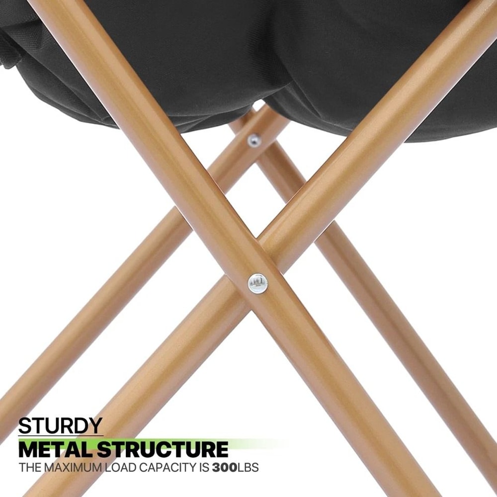 Black Folding Saucer Chair Soft Faux Fur Lounge Chair Cozy Accent Chair For Bedroom Comfortable Com 7