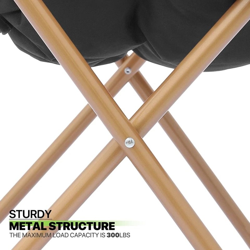 Black Folding Saucer Chair Soft Faux Fur Lounge Chair Cozy Accent Chair For Bedroom Comfortable Com 7