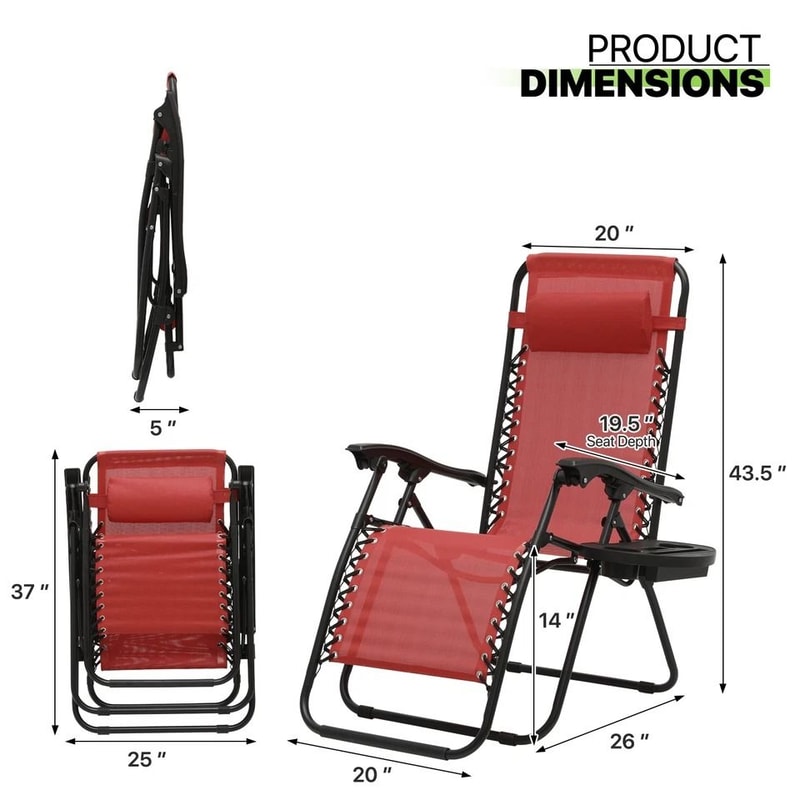 Zero Gravity Lounge Chair Foldable Outdoor Recliner With Drink Holder Adjustable Headrest Beach Cha 1