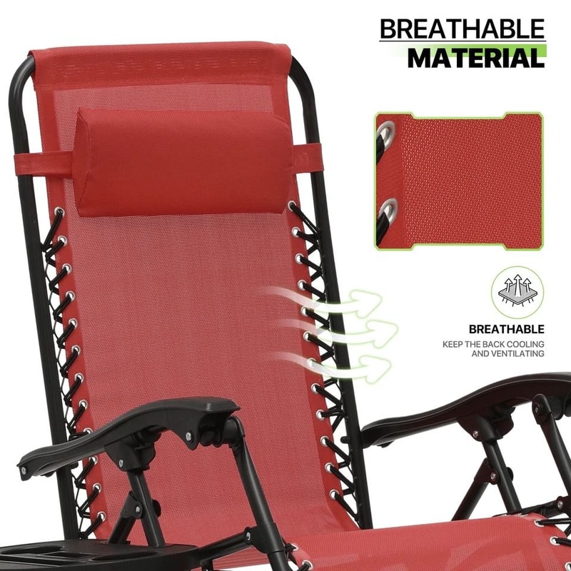 Zero Gravity Lounge Chair Foldable Outdoor Recliner With Drink Holder Adjustable Headrest Beach Cha 5