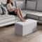 Foldable Storage Ottoman Light Gray Foot Stool Bench With Chest Flipping Lid For Extra Seating 0